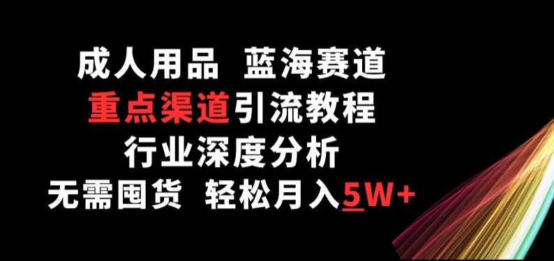 成人用品，蓝海赛道，重点渠道引流教程，行业深度分析，无需囤货，轻松月入5W+【揭秘】-成可创学网