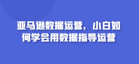 亚马逊数据运营，小白如何学会用数据指导运营-成可创学网