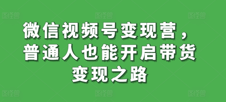 微信视频号变现营，普通人也能开启带货变现之路-成可创学网