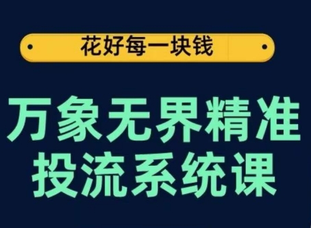 万象无界精准投流系统课，从关键词到推荐，从万象台到达摩盘，从底层原理到实操步骤-成可创学网