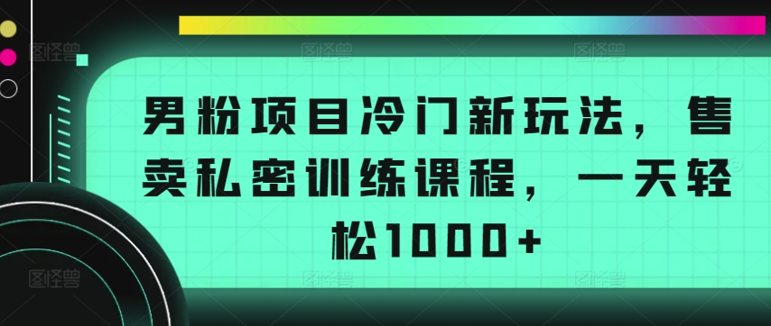 男粉项目冷门新玩法，售卖私密训练课程，一天轻松1000+【揭秘】-成可创学网