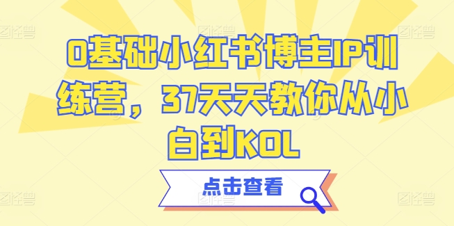 0基础小红书博主IP训练营，37天天教你从小白到KOL-成可创学网