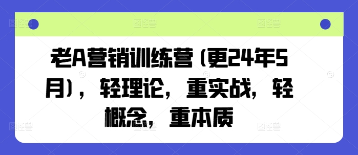 老A营销训练营(更24年5月)，轻理论，重实战，轻概念，重本质-成可创学网