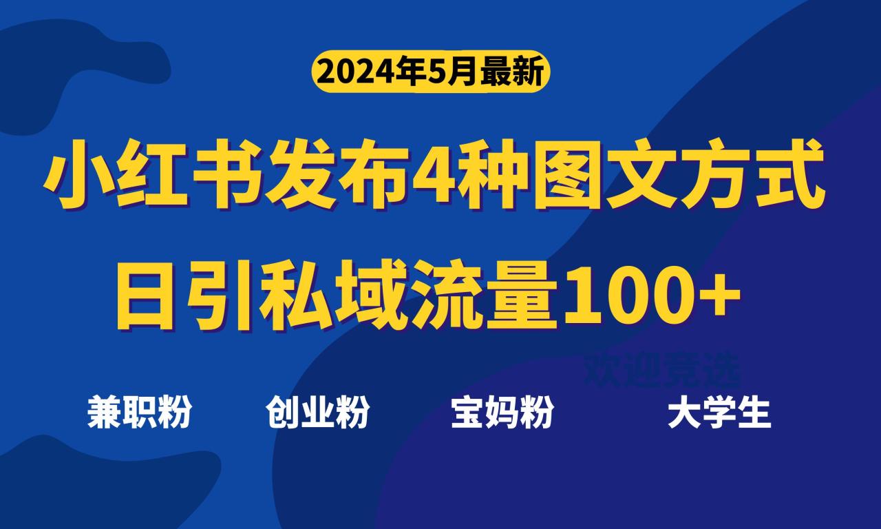 小红书发四种图文作品，每天轻轻松松引流一百多人，每天两三个小时操作即可-成可创学网