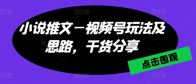 小说推文—视频号玩法及思路，干货分享-成可创学网