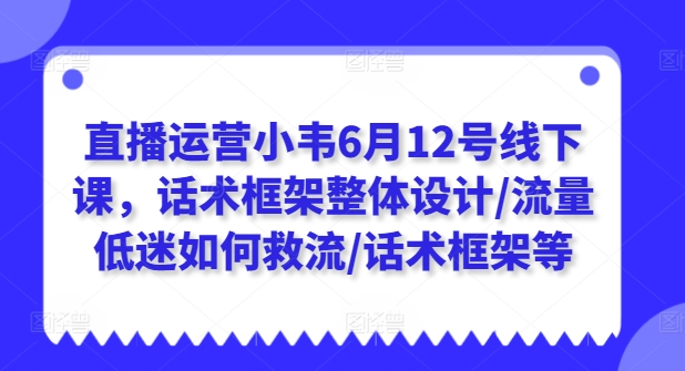 直播运营小韦6月12号线下课，话术框架整体设计/流量低迷如何救流/话术框架等-成可创学网