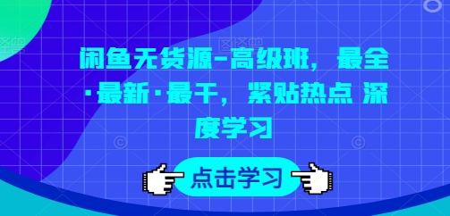 闲鱼无货源-高级班，最全·最新·最干，紧贴热点 深度学习-成可创学网