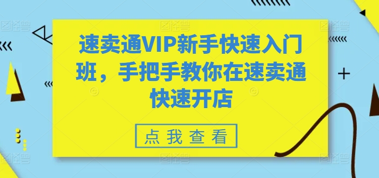 速卖通VIP新手快速入门班，手把手教你在速卖通快速开店-成可创学网