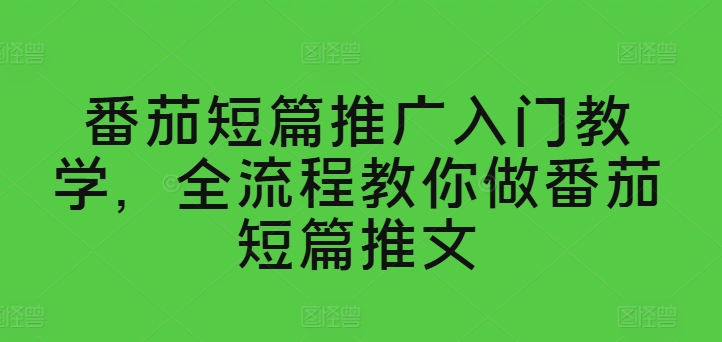 番茄短篇推广入门教学，全流程教你做番茄短篇推文-成可创学网