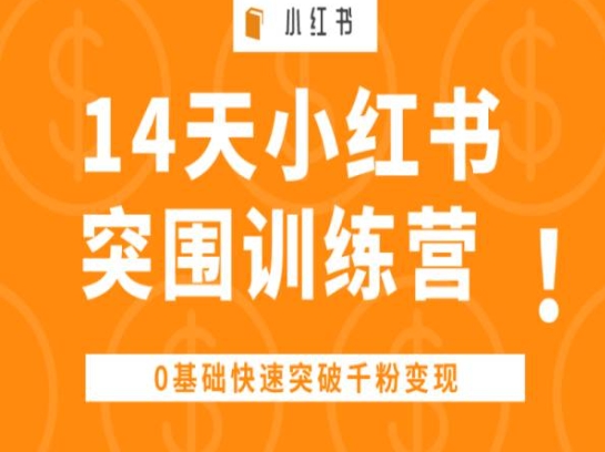 14天小红书突围训练营 ，0基础快速突破千粉变现-成可创学网