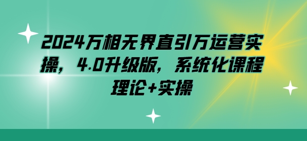 2024万相无界直引万运营实操，4.0升级版，系统化课程 理论+实操-成可创学网