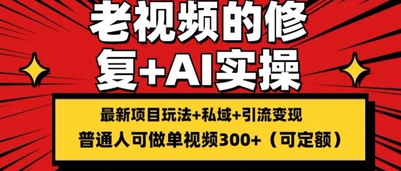 修复老视频的玩法，搬砖+引流的变现(可持久)，单条收益300+【揭秘】-成可创学网