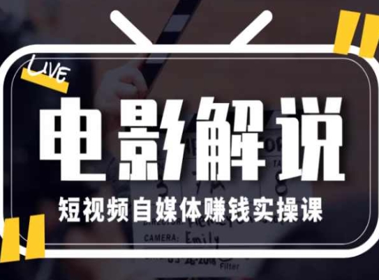 电影解说短视频自媒体赚钱实操课，教你做电影解说短视频，月赚1万-成可创学网