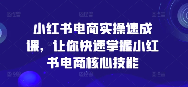 小红书电商实操速成课，让你快速掌握小红书电商核心技能-成可创学网