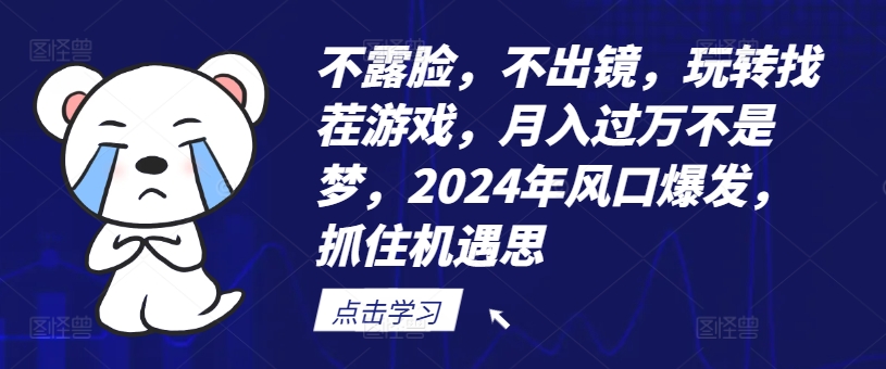 不露脸，不出镜，玩转找茬游戏，月入过万不是梦，2024年风口爆发，抓住机遇【揭秘】-成可创学网