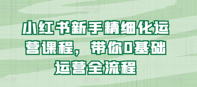 小红书新手精细化运营课程，带你0基础运营全流程-成可创学网