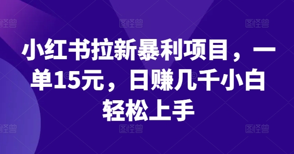 小红书拉新暴利项目，一单15元，日赚几千小白轻松上手【揭秘】-成可创学网