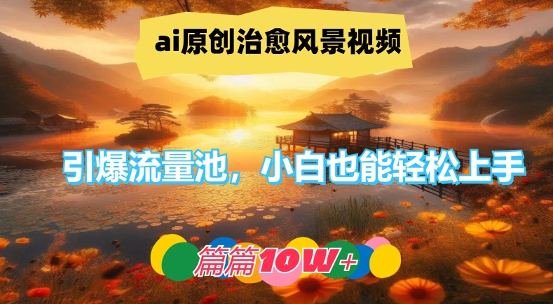 ai原创治愈风景视频，引爆流量池，小白也能轻松上手，篇篇10w+【揭秘】-成可创学网