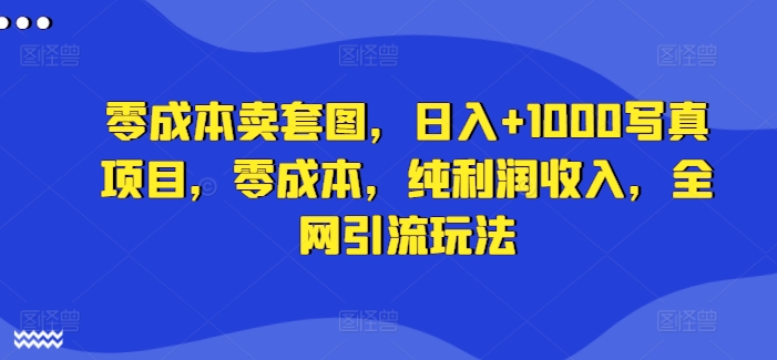 零成本卖套图，日入+1000写真项目，零成本，纯利润收入，全网引流玩法-成可创学网