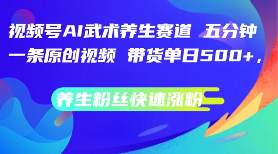 视频号AI武术养生赛道，五分钟一条原创视频，带货单日几张，养生粉丝快速涨粉【揭秘】-成可创学网