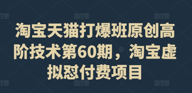 淘宝天猫打爆班原创高阶技术第60期，淘宝虚拟怼付费项目-成可创学网