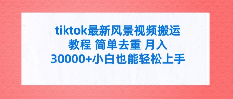 tiktok最新风景视频搬运教程 简单去重 月入3W+小白也能轻松上手【揭秘】-成可创学网