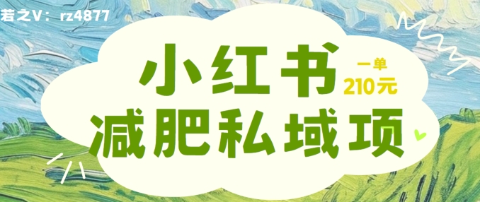 小红书减肥粉，私域变现项目，一单就达210元，小白也能轻松上手【揭秘】-成可创学网