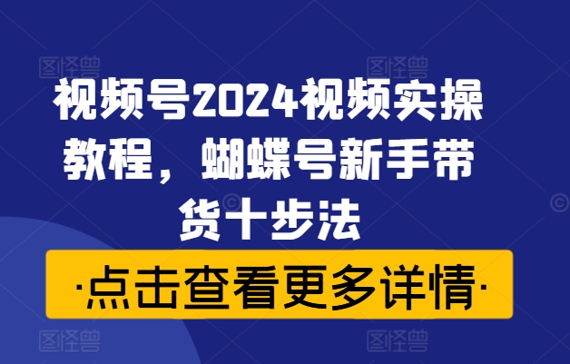 视频号2024视频实操教程，蝴蝶号新手带货十步法-成可创学网