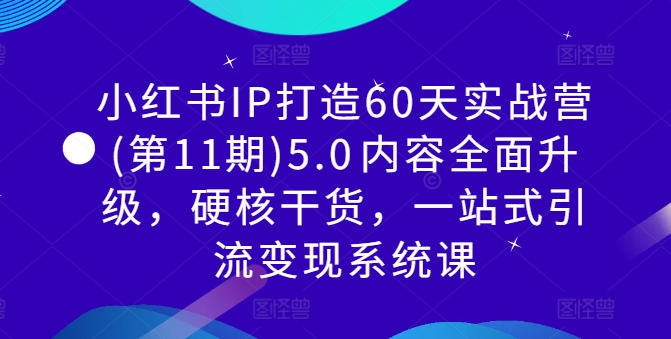 小红书IP打造60天实战营(第11期)5.0​内容全面升级，硬核干货，一站式引流变现系统课-成可创学网