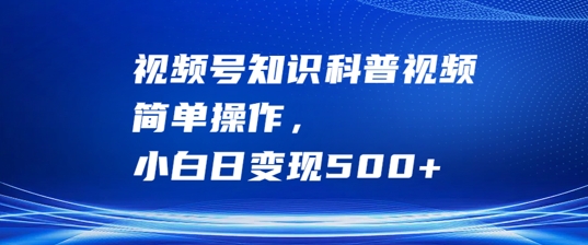 视频号知识科普视频，简单操作，小白日变现500+【揭秘】-成可创学网