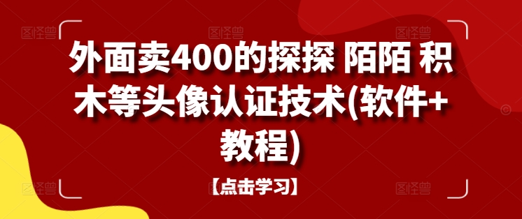 外面卖400的探探 陌陌 积木等头像认证技术(软件+教程)-成可创学网