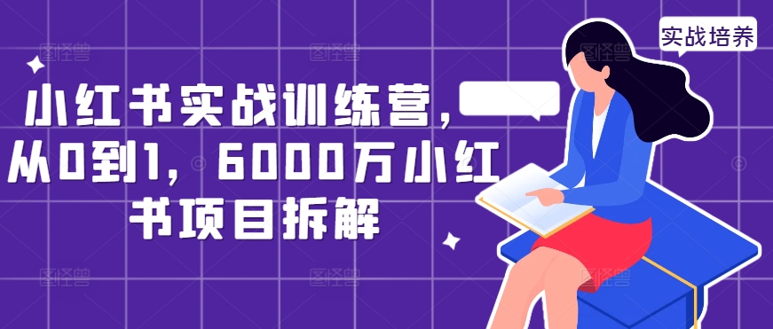 小红书实战训练营，从0到1，6000万小红书项目拆解-成可创学网