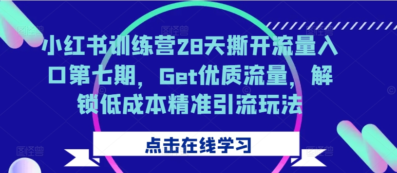 小红书训练营28天撕开流量入口第七期，Get优质流量，解锁低成本精准引流玩法-成可创学网