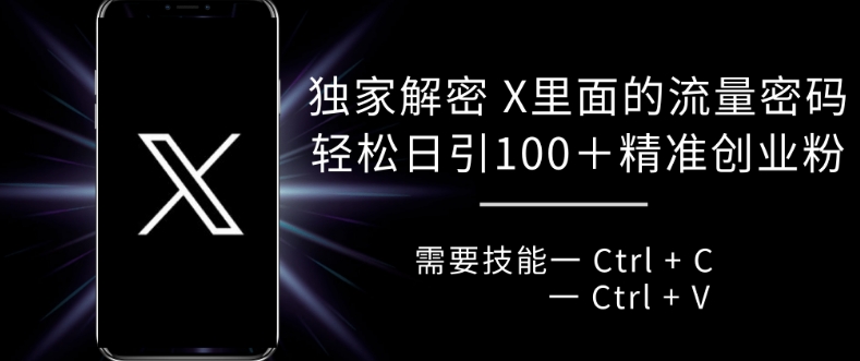 独家解密 X 里面的流量密码，复制粘贴轻松日引100+-成可创学网