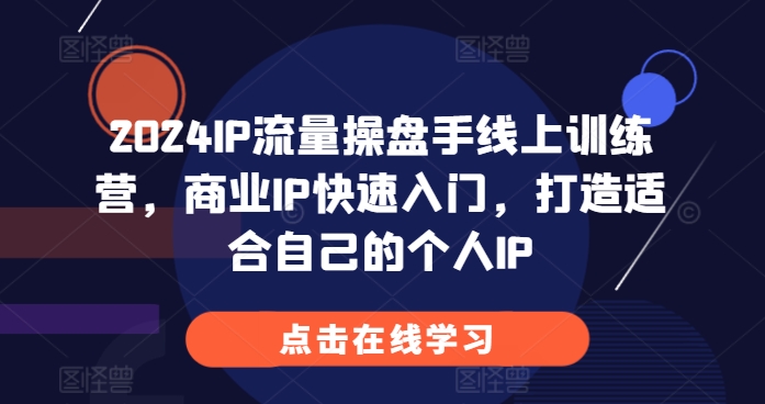 2024IP流量操盘手线上训练营，商业IP快速入门，打造适合自己的个人IP-成可创学网