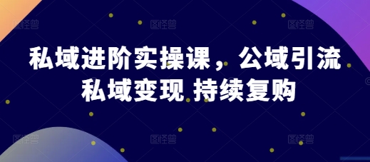 私域进阶实操课，公域引流 私域变现 持续复购-成可创学网