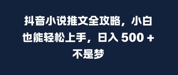 抖音小说推文全攻略，小白也能轻松上手，日入 5张+ 不是梦【揭秘】-成可创学网