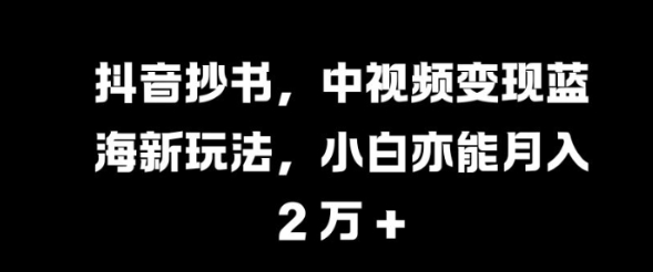 抖音抄书，中视频变现蓝海新玩法，小白亦能月入 过W【揭秘】-成可创学网