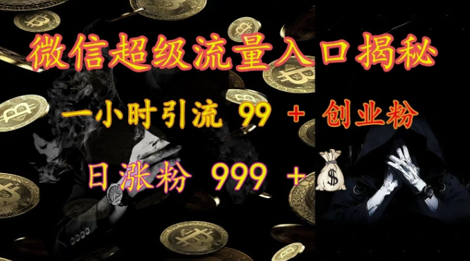 微信超级流量入口揭秘：一小时引流 99 + 创业粉，日涨粉 999 +-成可创学网