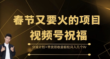 春节又要火的项目视频号祝福，分成计划+带货双收益，轻松月入几个W【揭秘】-成可创学网