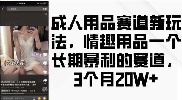 成人用品赛道新玩法，情趣用品一个长期暴利的赛道，3个月收益20个【揭秘】-成可创学网