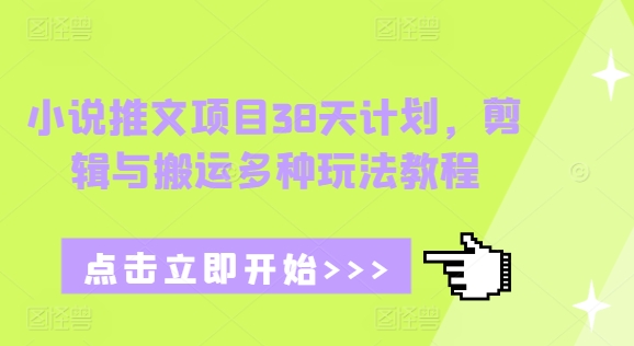 小说推文项目38天计划，剪辑与搬运多种玩法教程-成可创学网