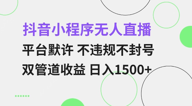 抖音小程序无人直播 平台默许 不违规不封号 双管道收益 日入多张 小白也能轻松操作【仅揭秘】-成可创学网