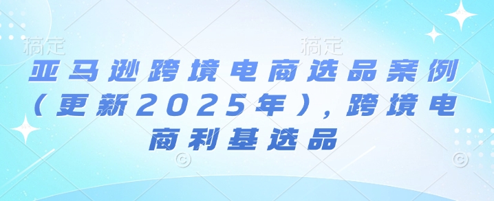 亚马逊跨境电商选品案例(更新2025年)，跨境电商利基选品-成可创学网