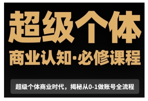 超级个体商业认知觉醒视频课，商业认知·必修课程揭秘从0-1账号全流程-成可创学网