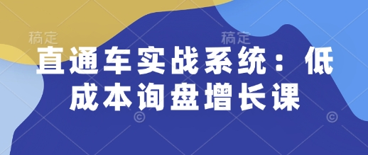 直通车实战系统：低成本询盘增长课，让个人通过技能实现升职加薪，让企业低成本获客，订单源源不断-成可创学网