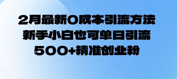 2月最新0成本引流方法，新手小白也可单日引流500+精准创业粉-成可创学网