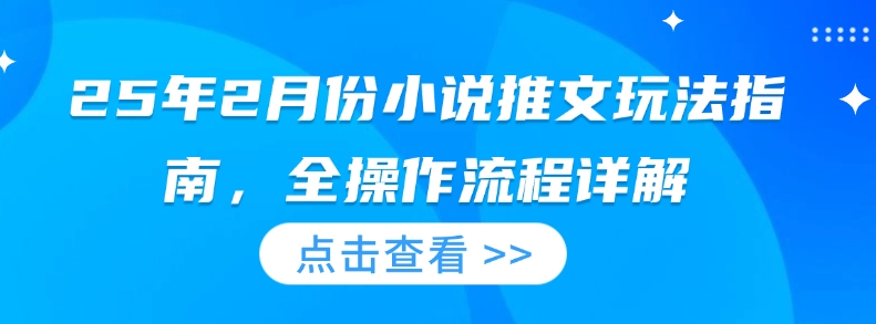 25年2月份小说推文玩法指南，全操作流程详解-成可创学网