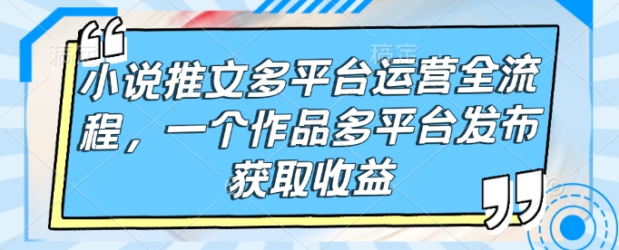 小说推文多平台运营全流程，一个作品多平台发布获取收益-成可创学网