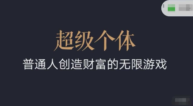 超级个体2024-2025翻盘指南，普通人创造财富的无限游戏-成可创学网